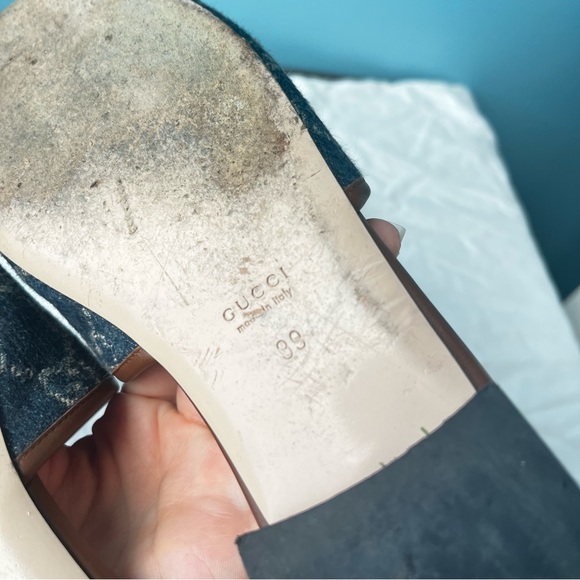 GUCCI Denim Blue Y2K Slides Sandlas Monogram Marmont Summer Sz. 39 - Picture 8 of 10